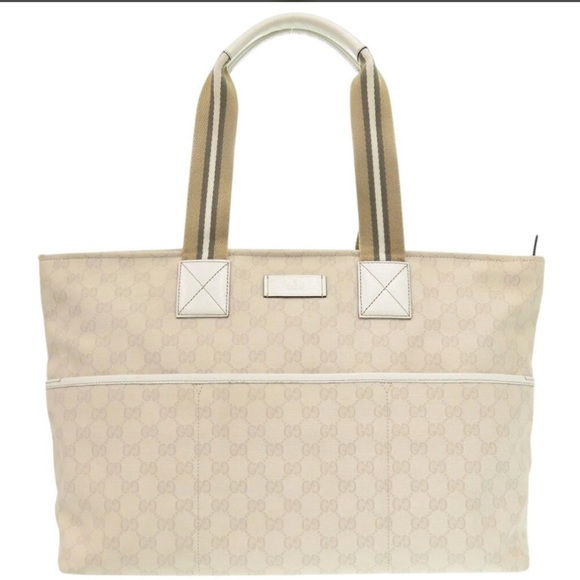 Gucci Canvas Beige and White Tote Bag - Picture 1 of 9